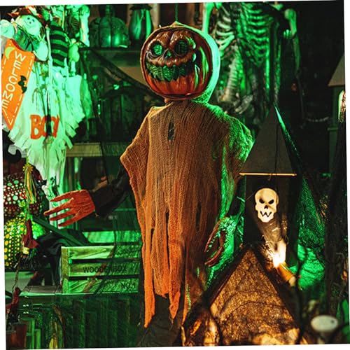 Animatronics d'Halloween : épouvantail citrouille interactif 47 pouces contre les décors ternes - 4