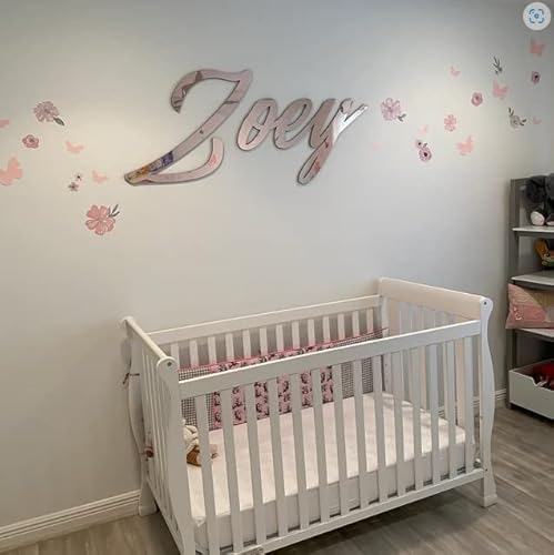 Custom Acrylic Name Sign Choose Your Font - Living Room Decor, Party Decoration, Baby Name Sign, Nursery Decor, Mirror Gold Sign (18, Pink) #TOP2