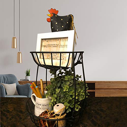 Kitchen Fruit Basket Stand 2 Tier – Tiered Fruits, Vegetable Holder For Kitchen Countertop Modern – Produce Storage Organizer, Fruit Bowl, Snack Rack, Screws Free Design Produce Bin - Black #TOP7