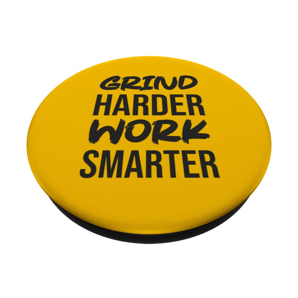 Grind Harder, Work Smarter, Gym, Hustle, Success, Motivation PopSockets Swappable PopGrip, Black - Image 2