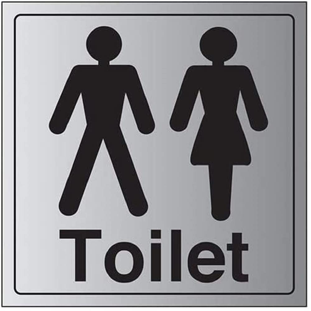Vsafety Women's Grey|Black|Silver V Safety General Door-Gents/ Toilet Sign - 200Mm X 200Mm - 1.6Mm Alu Rigid Plastic