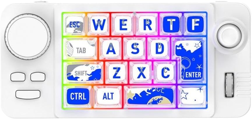 Wireless Mechanical Keyboard with Volume Scroll Joystick Backlit Wired Programmer Gaming Keypad Compatible with 5420(White)