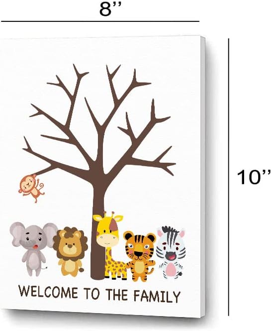 Miniatura 2 de Árbol de huellas dactilares para revelación de género, lindos animales, ideas de libro de invitados para baby shower, ideas de fiesta de revelación