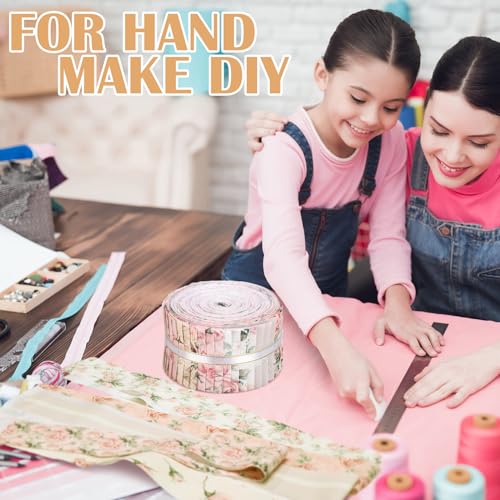 Hosuly HOSULY-JELLY ROLL-01 40 Pcs Floral Fabric Patchwork Roll Vintage Rose Quilting Fabric Roll Up Spring Fabric Quilting Strips 2.55 Inch Precut Patchwork Roll thumb #3