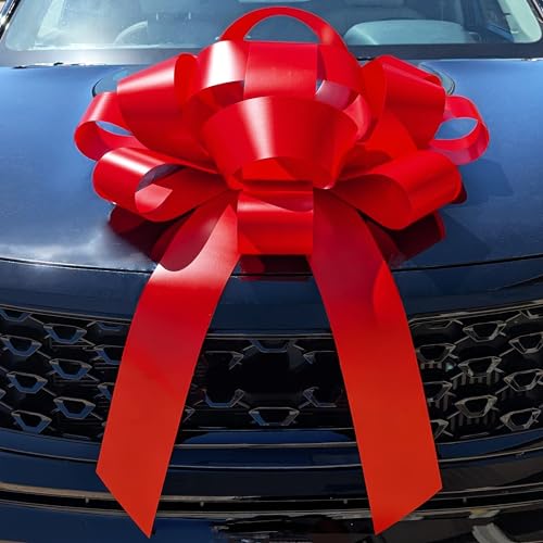 CarBowz Big Car Bow, Giant Bow, Non Scratch Magnet, Weather Resistant Vinyl (Red)