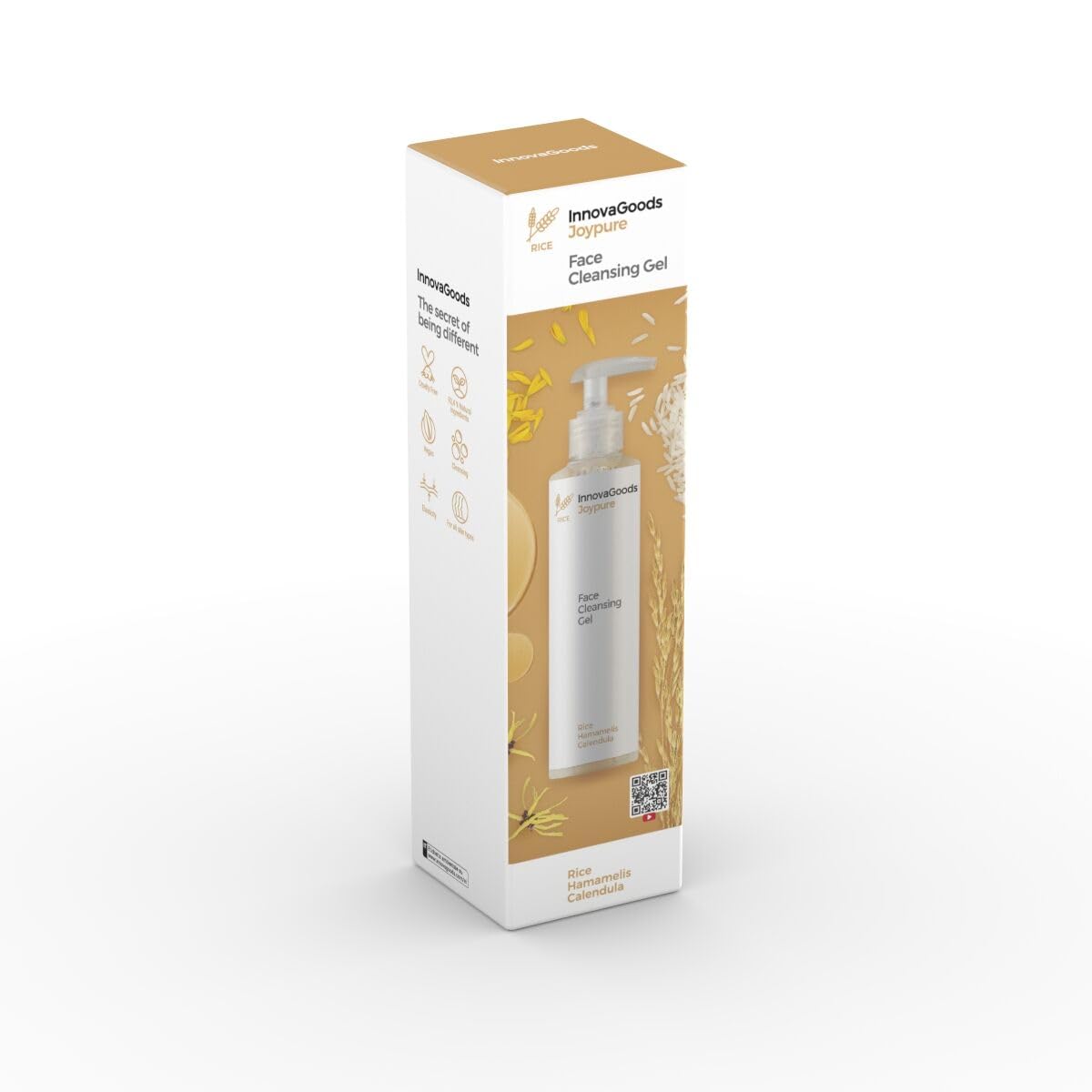 InnovaGoods Rice Joyfresh Elektrische Gesichtssauna, Reinigungsgel für das Gesicht, 200 ml und feuchtigkeitsspendendes Gesichtswasser, Peeling, 150 ml