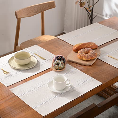 Wracra Beige Placemats Washable Set of 4, 30 x 45 cm Fabric Table Placemats - Image 4