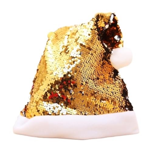 Weihnachtsmannmütze 28 Pailletten Weihnachtsmütze Nikolausmütze Erwachsene Plüsch,Plüsch...
