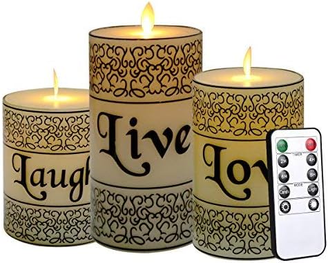 WEWOSKY Flameless LED Candles, 4" 5" 6" Flickering Light Real Wax Candles Include 10-Key Remote Control with 2/4/6/ 8-hours Timer Function for Wedding, Votive, Yoga and Deco