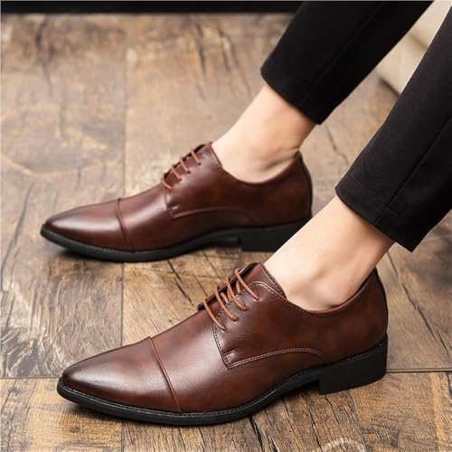 Classic Men's Lace Up Business Dress Shoes - Retro Leather Oxfords for Office, Weddings, and Parties2