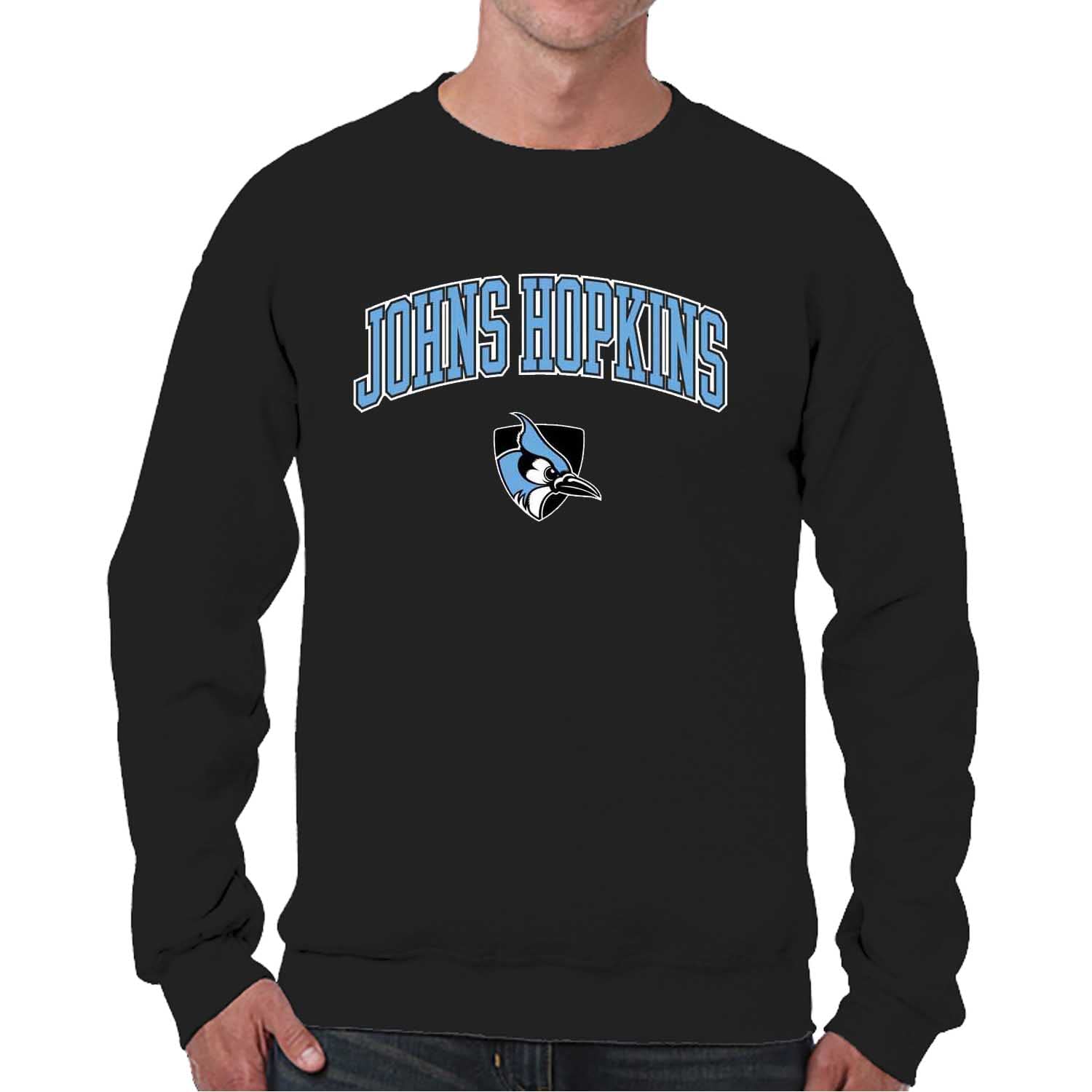 Adult Arch & Logo Soft Style Gameday Crewneck Sweatshirt (Johns Hopkins Blue Jays - Black, Large)