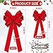 12 Pcs Large Christmas Red Bows Big Red Bow with Gold Edge Handmade Velvet Wreath Bow for Xmas Home Front Door Tree Topper Indoor Outdoor Gift Wrapping Decoration, 15 x 44 Inch and 10 x 26 Inch