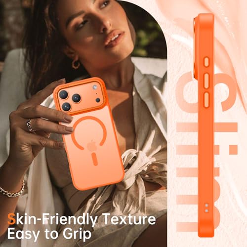 Image of YINLAI for iPhone 17 Pro Max Case 6.9-inch,Magnetic Compatible with MagSafe, Slim Matte Anti-Fingerprint, Shockproof Full Body Military Grade Protection for iPhone 17 Pro Max Cover, Cosmic Orange
