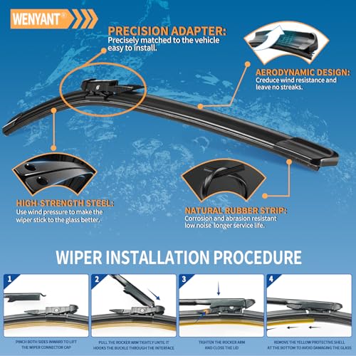 Image of 28 inch /28 inch Windshield Wipers Compatible with Ford Edge 2015-2020 Focus 2012-2018 Escape /Fusion 2013-2019 Front Wiper Blades for My Car Original Equipment Automotive Replacement (Set of 2)