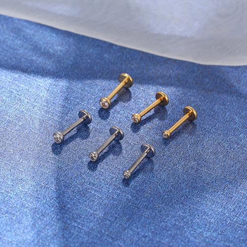 Piercing Helix Conch Labret Ponto De Luz Titânio Zircônia 1.2x6/8 (6, 2.5mm)