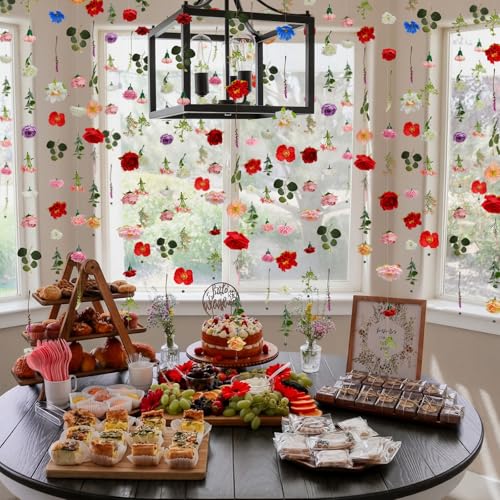 Image of Suncalla 12 Pcs 70.8 ft Wildflower Garland Pre Strung Artificial Hanging Flower Vine Backdrop Decor from Ceiling Floating Silk Floral Garland for Garden Wedding Bridal Shower(Floral,Multicolor)
