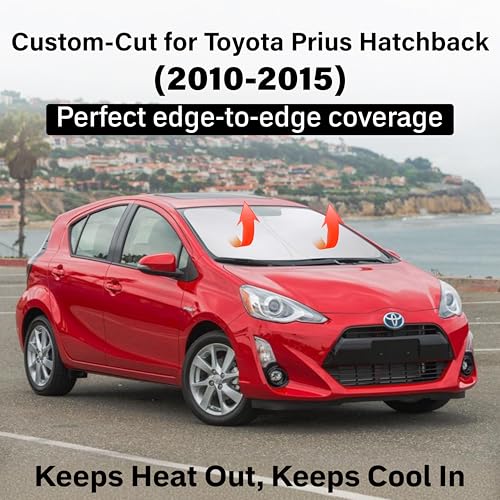 Image of EcoNour Windshield Sun Shade Compatible for Toyota Prius Hatchback 2010-2015 | Hatchback Front Window Sunshade | Foldable Sun Visor Protector | Blocks UV Rays & Keeps Interior Cool