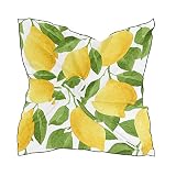XLING Fashion Square Scarf Watercolor Fruit Lemon Tree Leaves Lightweight Sunscreen Silk Scarves Muf