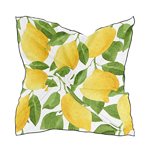 Xling Fashion Square Scarf Watercolor Fruit Lemon Tree Leaves Lightweight Sunscreen Silk Scarves Muffler Hair Wrap Headscarf Neckerchief For Women Men #TOP3