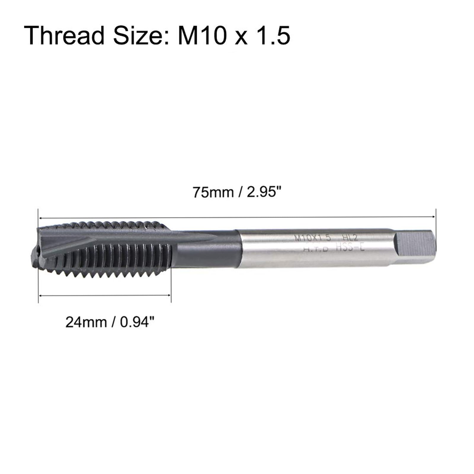 MACHSWON Spiral Point Threading Tap M10 x 1.5mm, for Through-Hole Threads, H2 High Speed Steel, TICN Coated Finish - Image 2