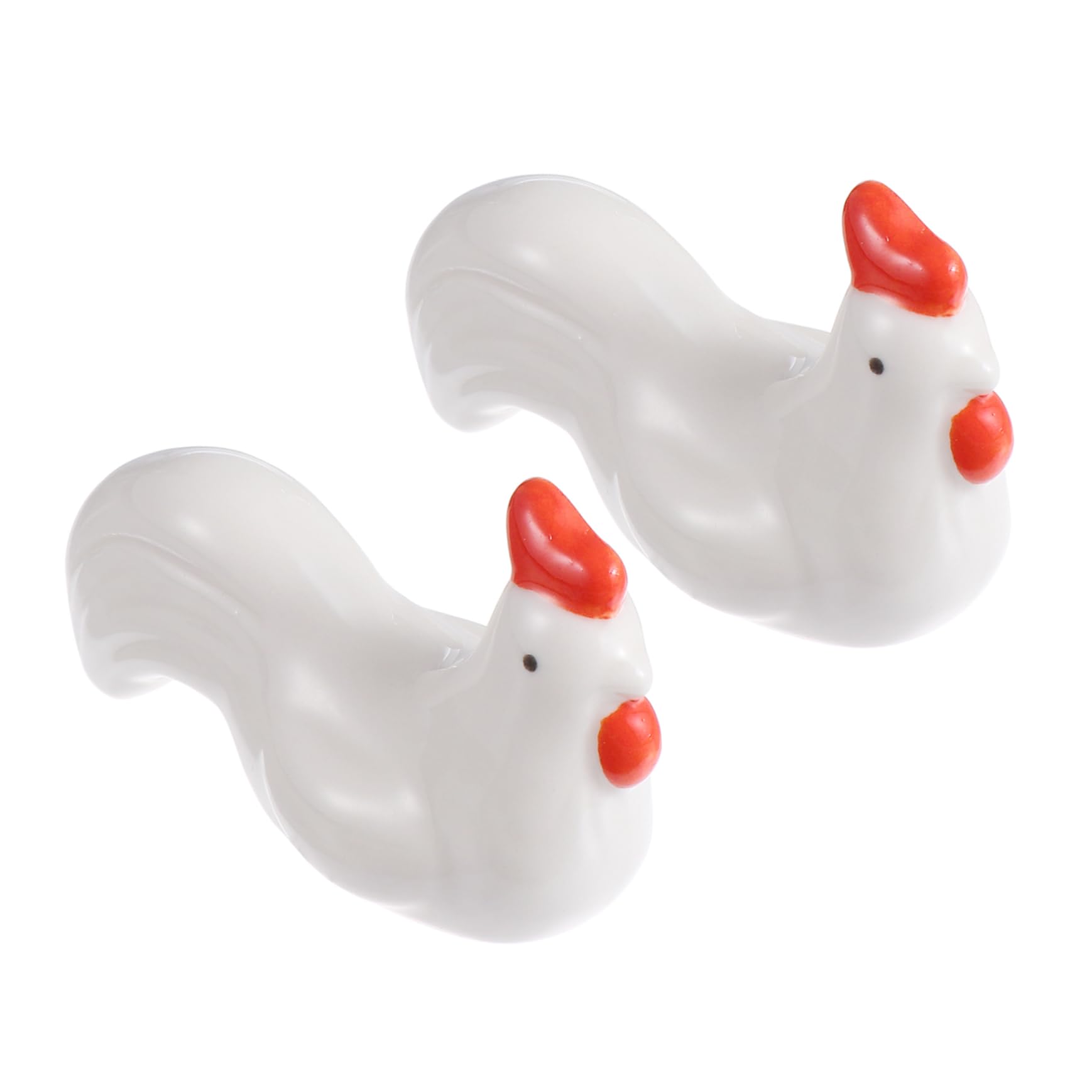 CiieeoRooster Statue 2pcs Rooster Ceramic Ornaments Basket Stuffers Fillers Mini Toy Egg Treasure Mini Farm Animals Terrarium Figurines Farm Animal Figures Chick Desktop Ceramics White
