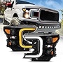 ANZO USA 111398 Projector Headlight Set w/Plank Style Switchback Black w/Amber Pair Projector Headlight Set