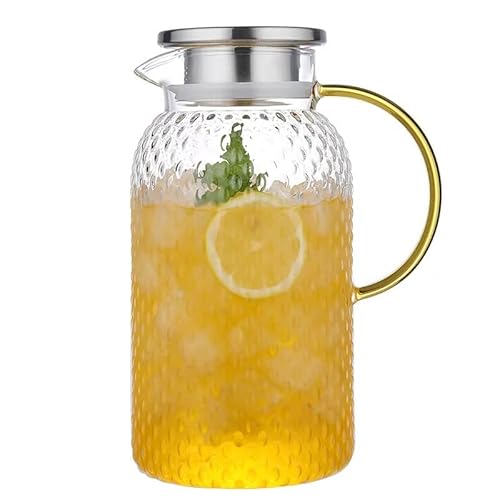 RUIQINGSANY Caraffa in vetro da 1,5 litri con coperchio e beccuccio, caraffa, tè freddo, succo di frutta, per bevande fatte in casa, tè freddo, latte, caffè/vino