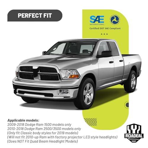 Headlights for 2009-2018 Dodge Ram 1500, for 2010-2018 Dodge Ram 2500 3500 with High/Low beam Bulbs, Driver & Passenger Side(ONLY fit Dual-Hole Single Headlight) - Image 4