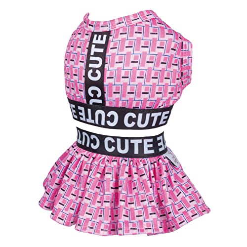 Cutebone Two Piece Dog Sports Dress Athleisure Pink Puppy Skirt Lightweight Small Dogs Girl Clothes Cat Apparel Sps03Xs #TOP7