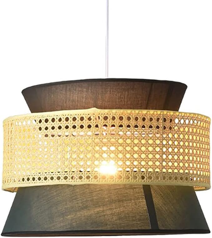 LQZCXMF Kroonluchter Van Natuurlijke Stof Vintage Hanglamp Aan Het Plafond Boerderij Hanglamp Armaturen Hangende Decoratie Rustieke Japanse Lamp Voor Keukeneiland Eetkamerverlichting