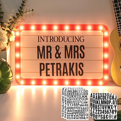 Wedding Bottle Service Sign, Personalized DIY Stickers VIP LED Bottle Girl Sign Props for Club Bridal Engagement Anniversary Party, Handheld Light up Marquee Sign with Lights 16 IN (Warm white)