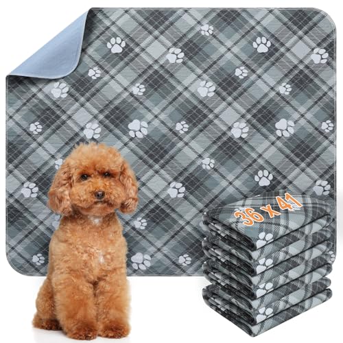 Image of BEAUTYZOO Washable Pee Pads for Dogs, 4 Pack Reusable Puppy Pads, Super Absorbent Dog Pee Pads for Pet Training, Housebreaking and Incontinence, Non-Slip Potty Pads for Floor, Crate, Couch, 36 inch x 41 inch