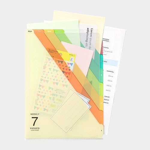 Miniatura 4 de Midori 35413006 Clear Holder, 7 Pockets, A4, Striped Pattern, Beige