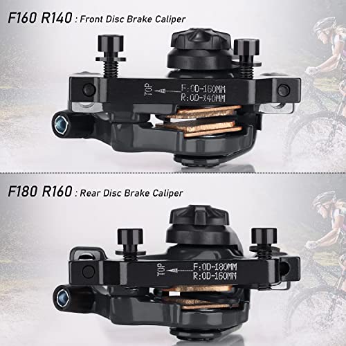 Tobwolf 1 Pair Mechanical Disc Brake Kit, Mtb Front & Rear Disc Brake Caliper With 160Mm Rotor, Dual Piston Mechanical Disc Brake Set, Bicycle Accessories For Mountain Bike, Road Bike, Bmx - Black #TOP2