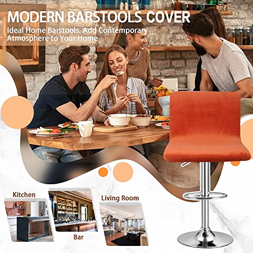 Sonnach Bar Stool Covers, Velvet Barstool Slipcovers With Back, Slipcovers For Short Stool (2, Dull Orange) #TOP4