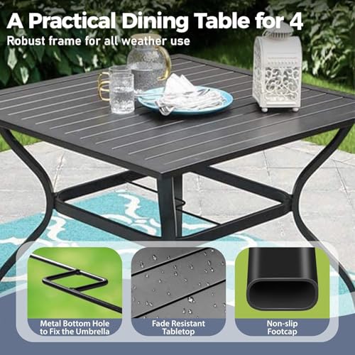 Image of SUNSHINE VALLEY 5pc Patio Dining Set, 37 inch Square Table & 4 Blue Chairs