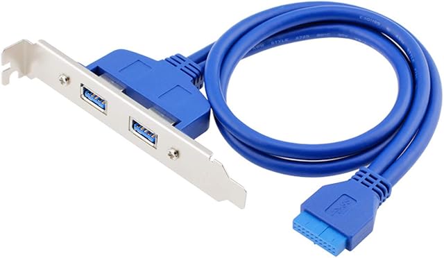 Xiwai Internal 2Pin USB 3.0 Female Mount Panel to Motherboard 20pin Cable with PCI Bracket