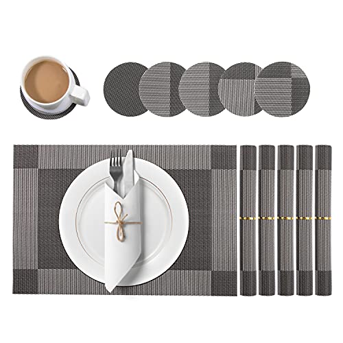 Tovagliette Americana Lavabili - Set Di 6, PVC, Antiscivolo, Resistenti Al Calore, Beige