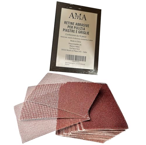 Retine Abrasive per Pulizia Piastra e Griglia – Confezione da 10 | AMA STYLE | Per Barbecue, Piastre e Cucine Professionali