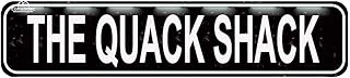 The Quack Shack Sign - Duck Waterfowl Chicken Coop Rustic Street Sign or Door Name Plate Plaque Home Pub Bar Wall Decor Retro Black Metal Tin Sign 16 X 4 Inch