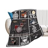 Drum Set Blanket Rock Music Throw Blanket Soft Fleece Flannel Bedding Musical Instrument Gifts for Men Drummer Boys Women Girls Lovers Adults Stuff Plush for Couch Sofa Bed Room Decor 40'X50'