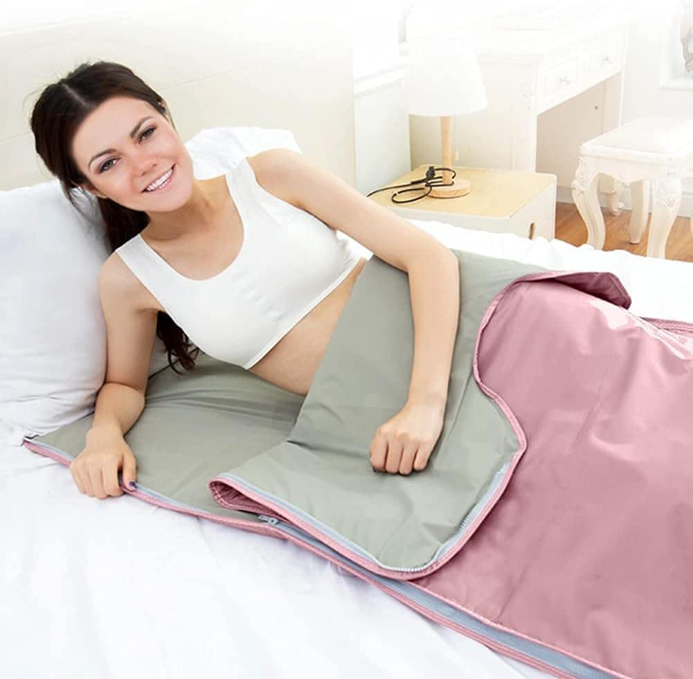 Manta profesional de sauna digital infrarroja lejana mejorada con cremallera: calefacción de 2 zonas para una terapia de desintoxicación mejorada, equipo de belleza ideal para el hogar y spa en