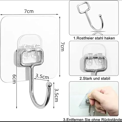 Miniatura 6 de Generic ZJH-G-BST008 - Ganchos autoadhesivos transparentes ultra fuertes de 50 libras (máx.), ganchos de pared resistentes para cocina, baño, techo