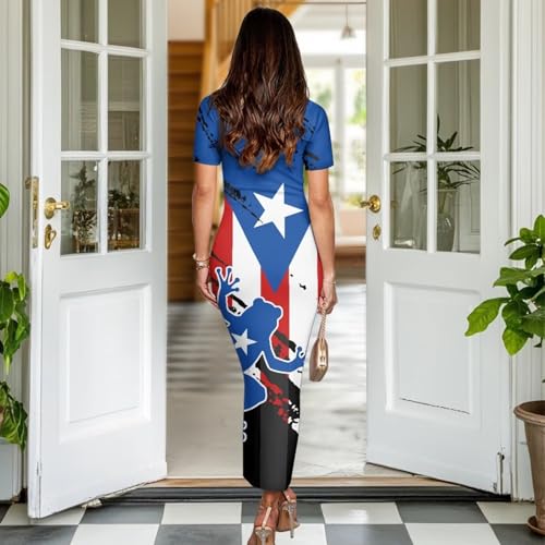 Image of Womens Short Sleeve Jamaican Flag Midi Bodycon Dress