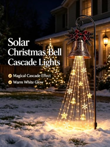 ChayWillow Solar Christmas Bell Cascade String Light for Outdoor - image 3