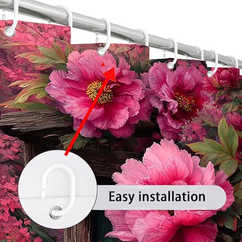 Rideau douche 120x180cm lavable polyester pivoine résistant