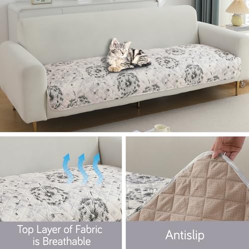 Image of HOKIPO Printed Waterproof + Anti-Slip + Quick Dry Sofa Seat Mats, Dandelion Anchor Grey - Length 110cm (AR-5230-P6)
