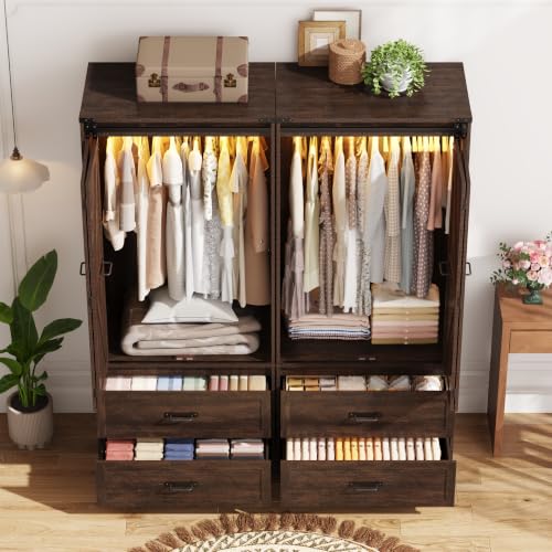 Jiteentarou Brown 72.8" 4-Door Armoire