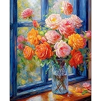 絵画 Oil painting of beautiful flowers. Flowers in garden. Oil painting. Landscape. Original painting