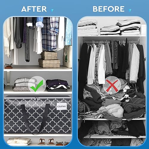 Extra Large Moving Bags, Heavy-Duty Storage Totes with Zipper Top and Sturdy Handles, Moving Supplies for Space Saving and Packing, Collapsible Storage Bags, Black & Gray, 88L, 6-Pack - Image 6